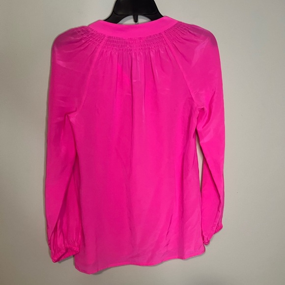 Hot pink Lilly Pulitzer silk Elsa Blouse Size XXS - Picture 4 of 5